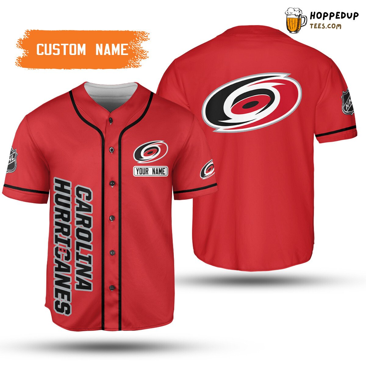 NHL Carolina Hurricanes Custom Name Red Edition Baseball Jersey Unisex Shirt