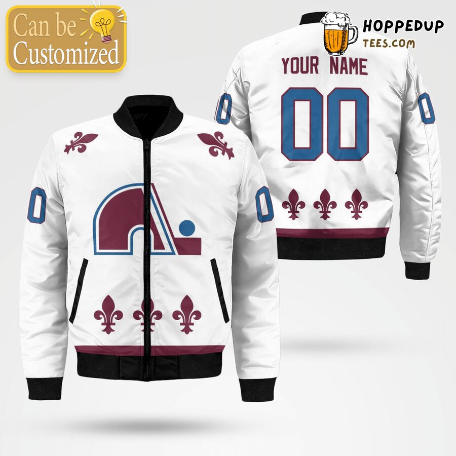 NHL Colorado Avalanche Custom Name Number Nordiques Jersey Bomber Jacket NHL Colorado Avalanche Custom Name Number Nordiques Jersey Bomber Jacket