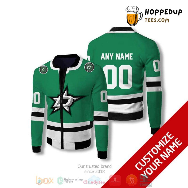 NHL Dallas Stars Custom Name Number Green Bomber Jacket