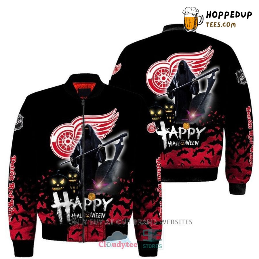 NHL Detroit Red Wings Black Happy Hallowen Bomber Jacket