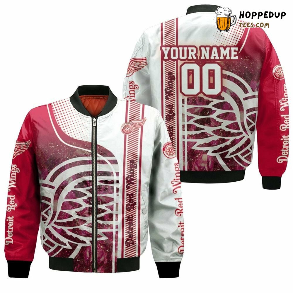 NHL Detroit Red Wings Custom Name Number Bomber Jacket