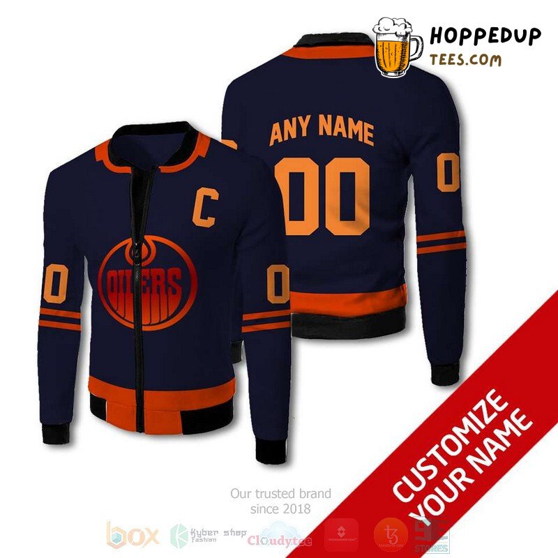 NHL Edmonton Oilers Custom Name Number Black Bomber Jacket