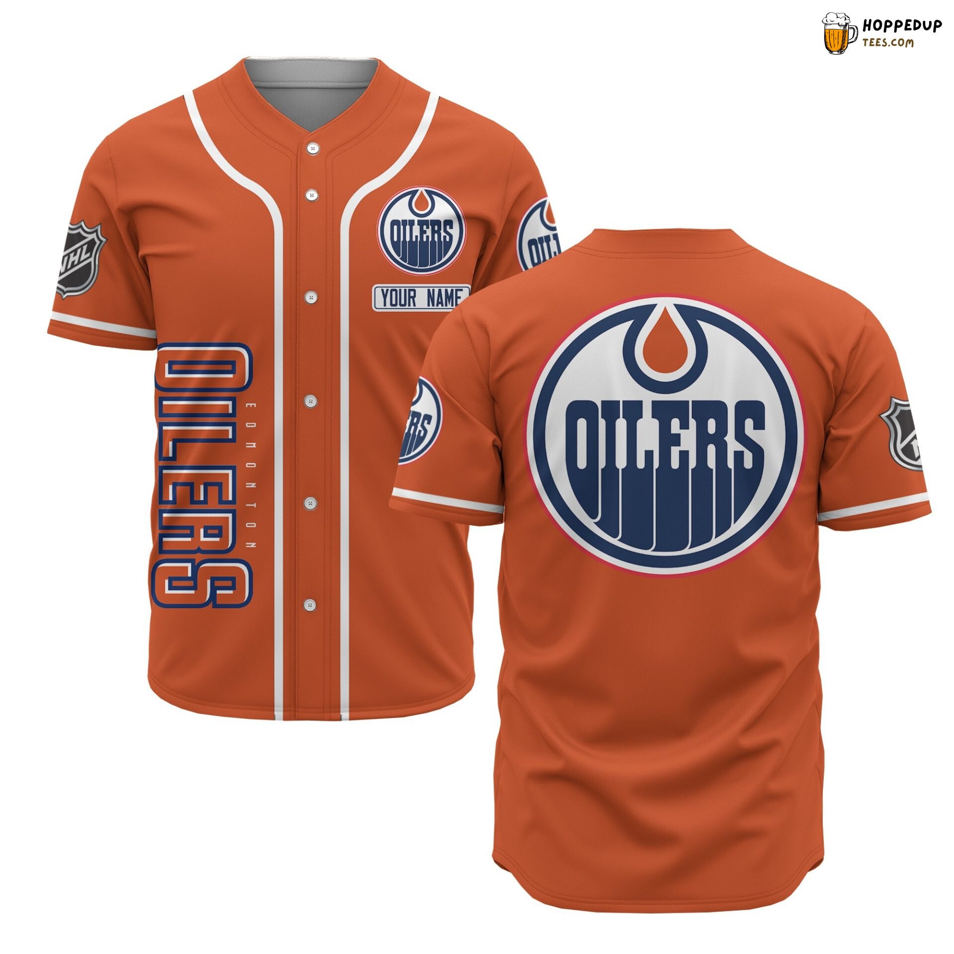 NHL Edmonton Oilers Custom Name Orange Baseball Jersey Unisex Shirt