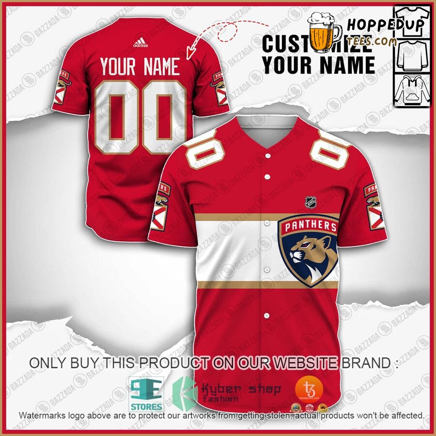 NHL Florida Panthers Custom Name Number Red White Baseball Jersey Unisex Shirt