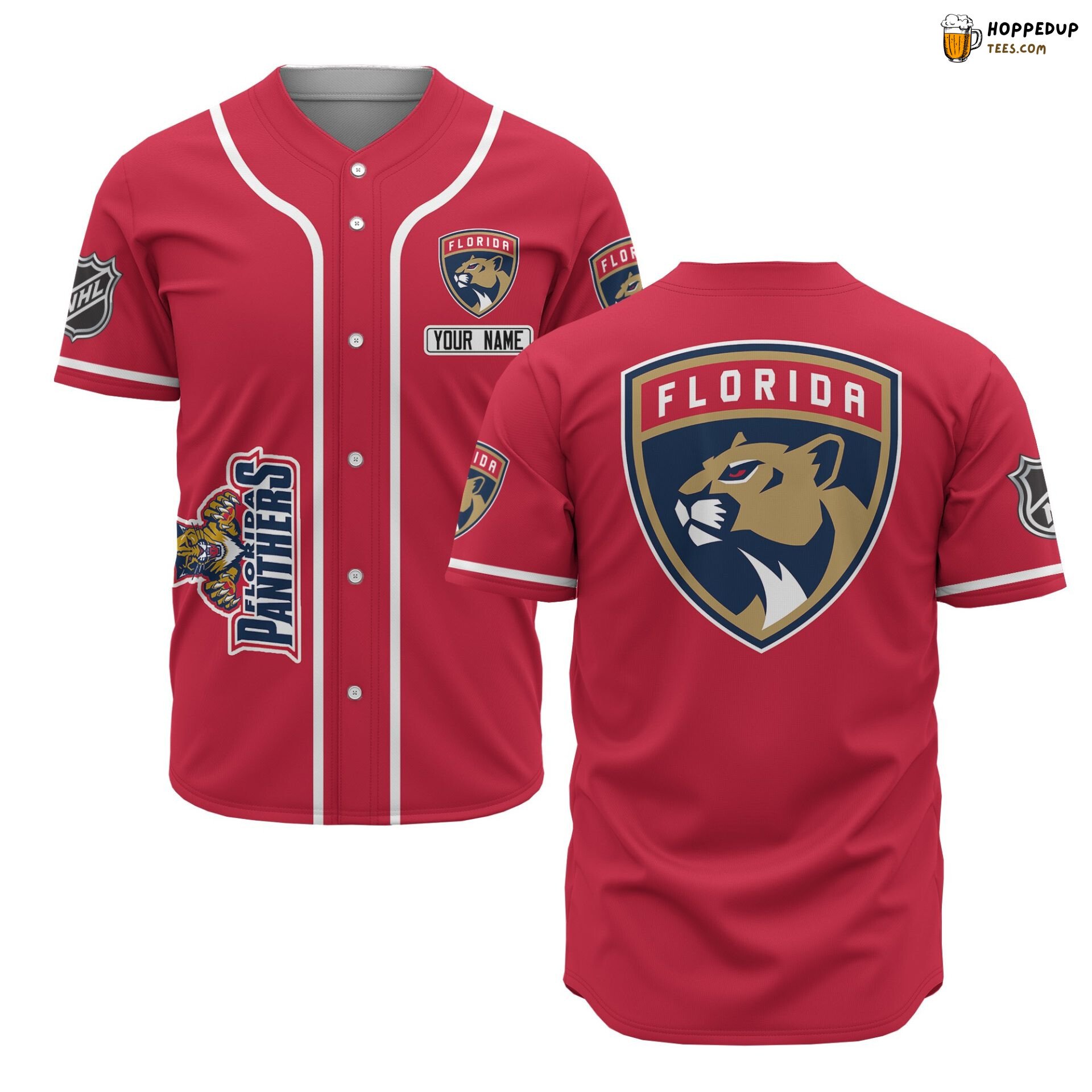 NHL Florida Panthers Custom Name Red Baseball Jersey Unisex Shirt