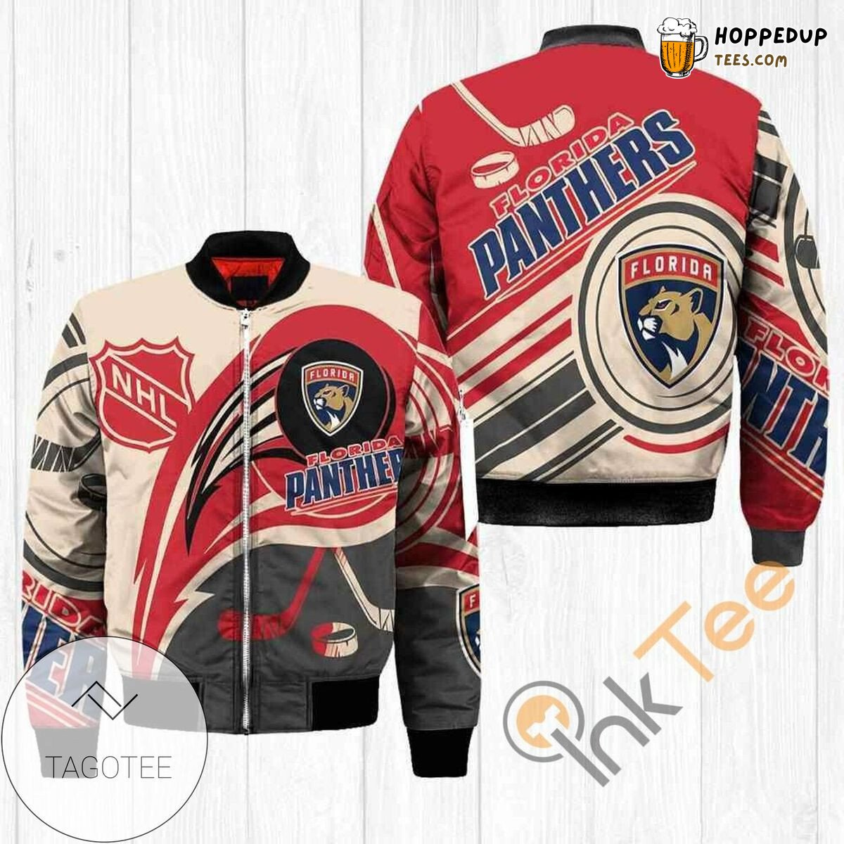 NHL Florida Panthers Gift For Fans Red Cream Bomber Jacket