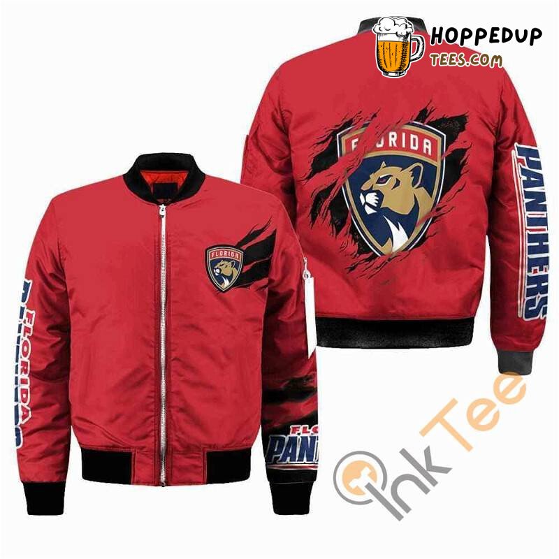 NHL Florida Panthers Red Scratch Design Fan Bomber Jacket Series