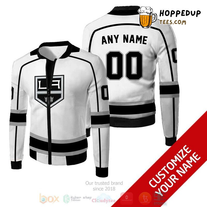 NHL Los Angeles Kings Custom Name Number White Bomber Jacket