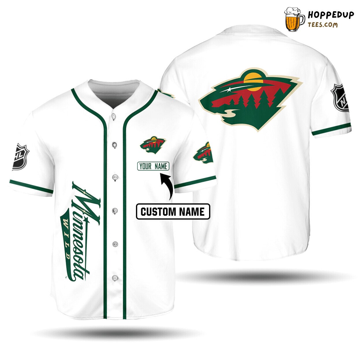 NHL Minnesota Wild Custom Name White Edition Baseball Jersey Unisex Shirt