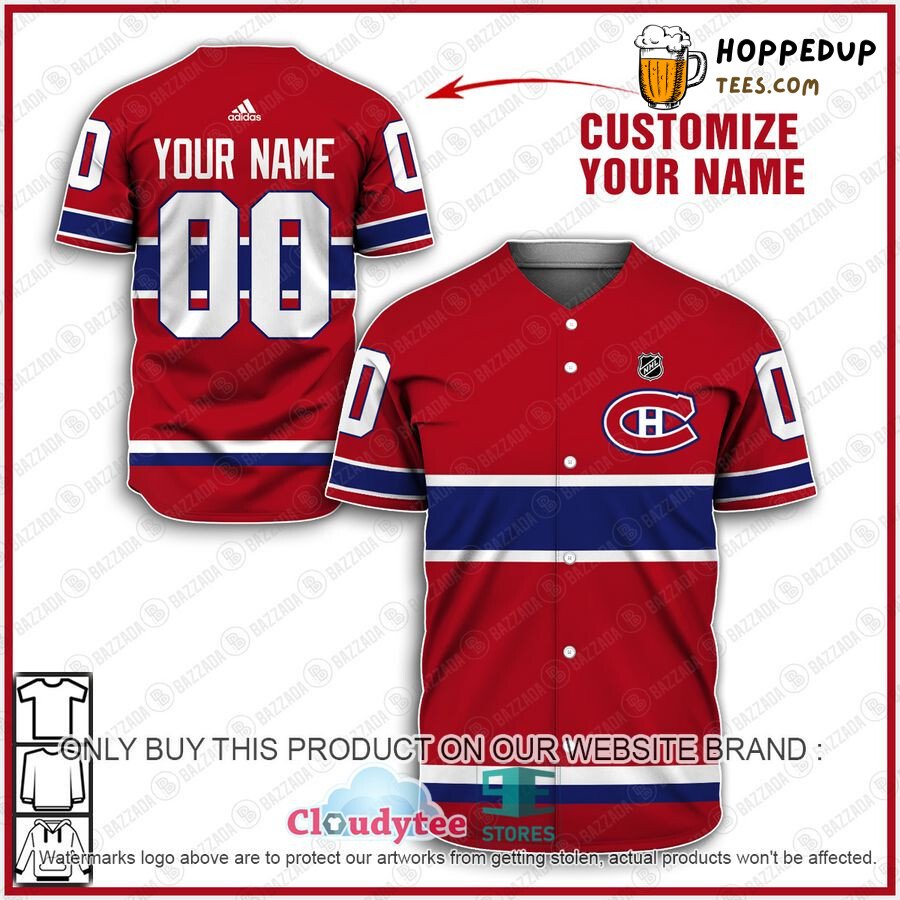 NHL Montreal Canadiens Custom Name Number Red Blue Baseball Jersey Unisex Shirt