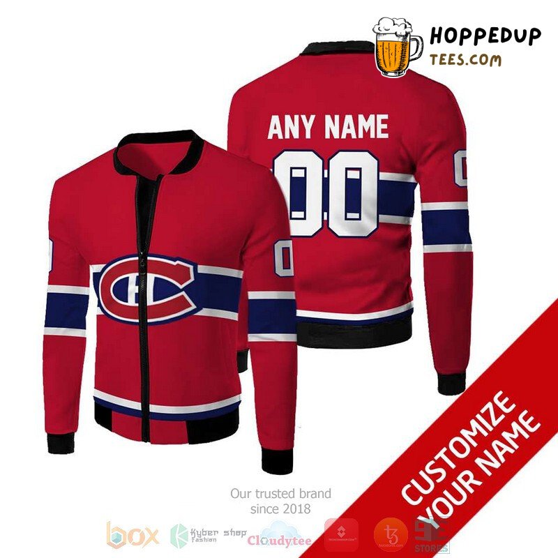 NHL Montreal Canadiens Custom Name Number Red Bomber Jacket