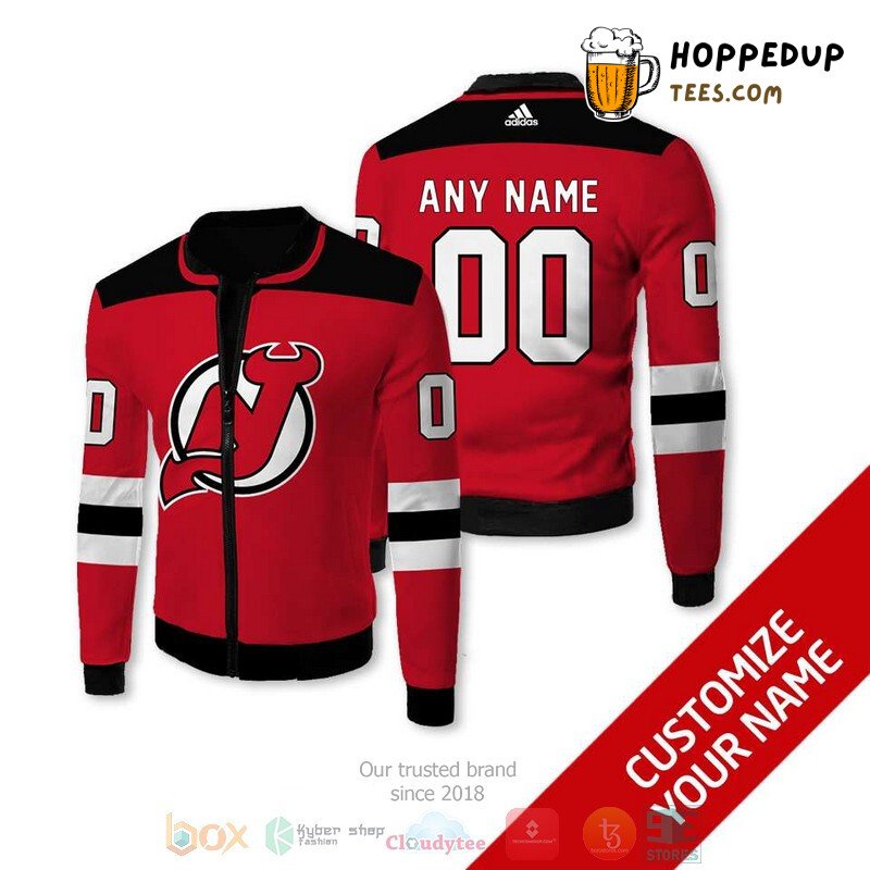 NHL New Jersey Devils Custom Name Number Red Bomber Jacket