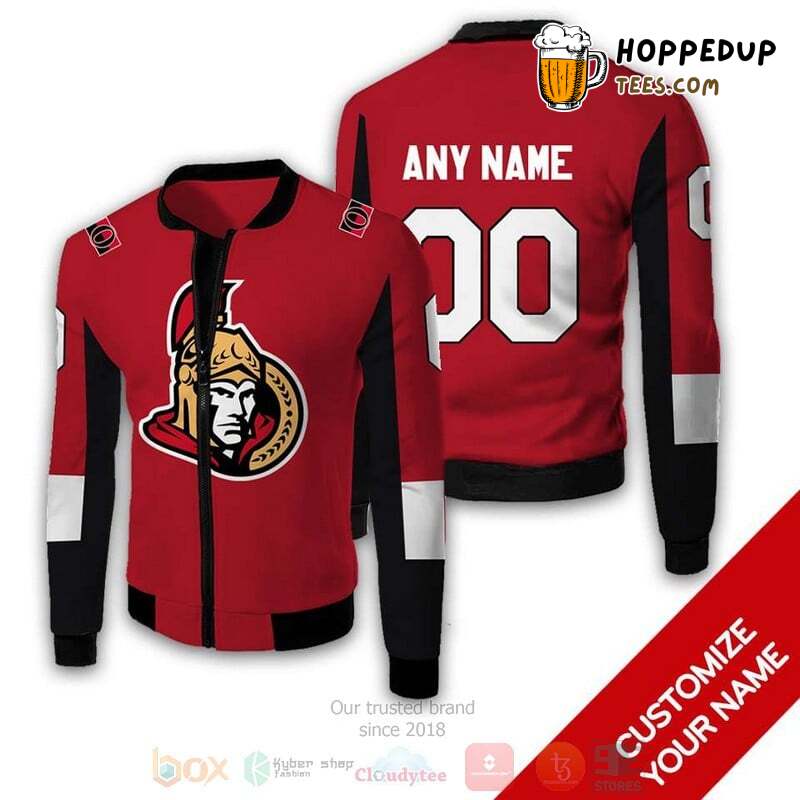 NHL Ottawa Senators Custom Name Number Red Bomber Jacket
