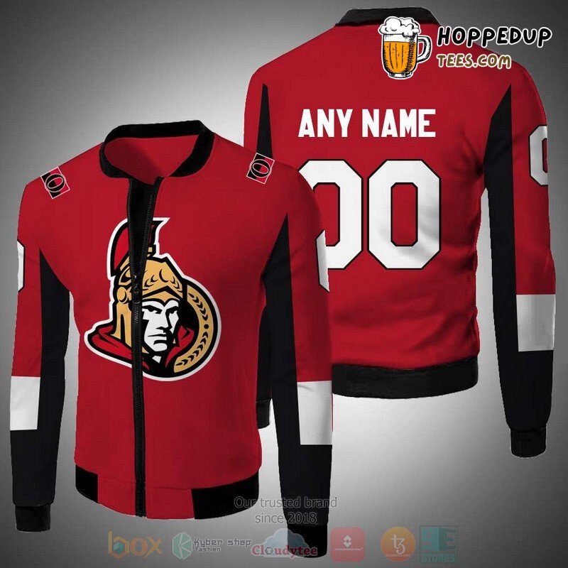 NHL Ottawa Senators Custom Name Number Red Bomber Jacket