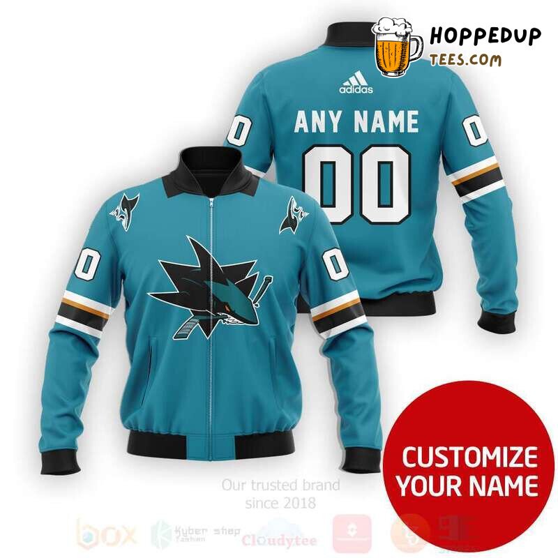 NHL San Jose Sharks Custom Name Number Blue Bomber Jacket
