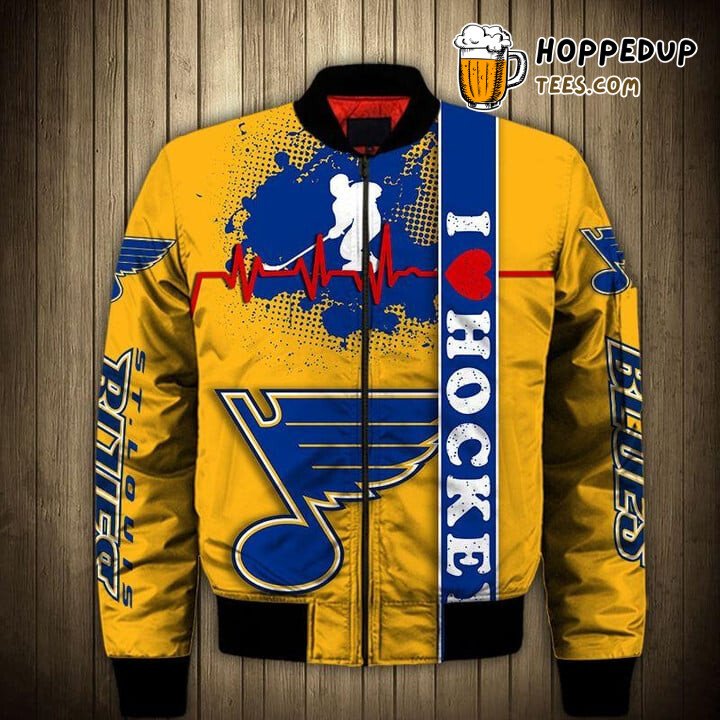 NHL St. Louis Blues Yellow Heart Beats Bomber Jacket