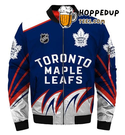 NHL Toronto Maple Leafs Blue White Red Bomber Jacket