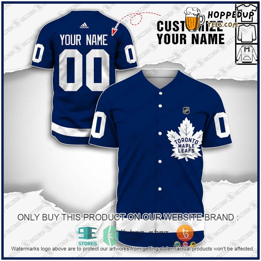 NHL Toronto Maple Leafs Custom Name Number Blue Baseball Jersey Unisex Shirt