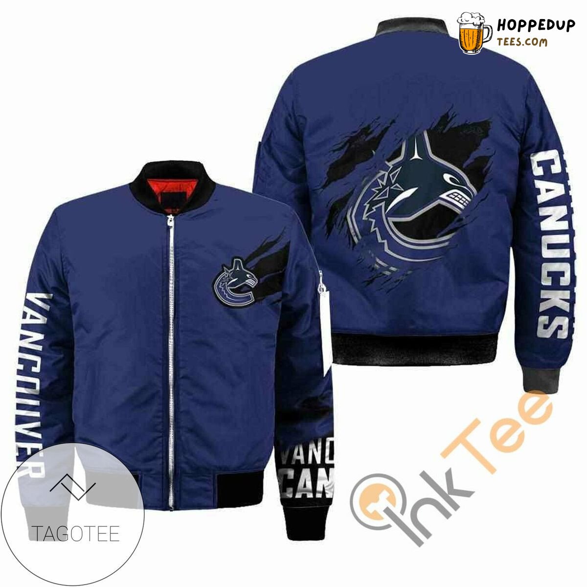 NHL Vancouver Canucks Blue Logo Scratch Bomber Jacket