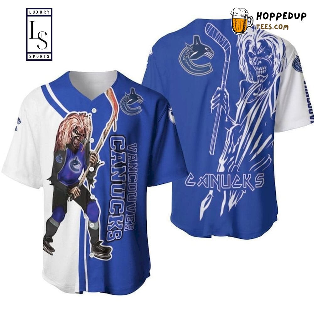NHL Vancouver Canucks Blue White Zombie Player Baseball Jersey Unisex Shirt