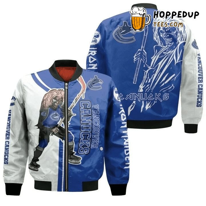NHL Vancouver Canucks Blue White Zombie Player Bomber Jacket