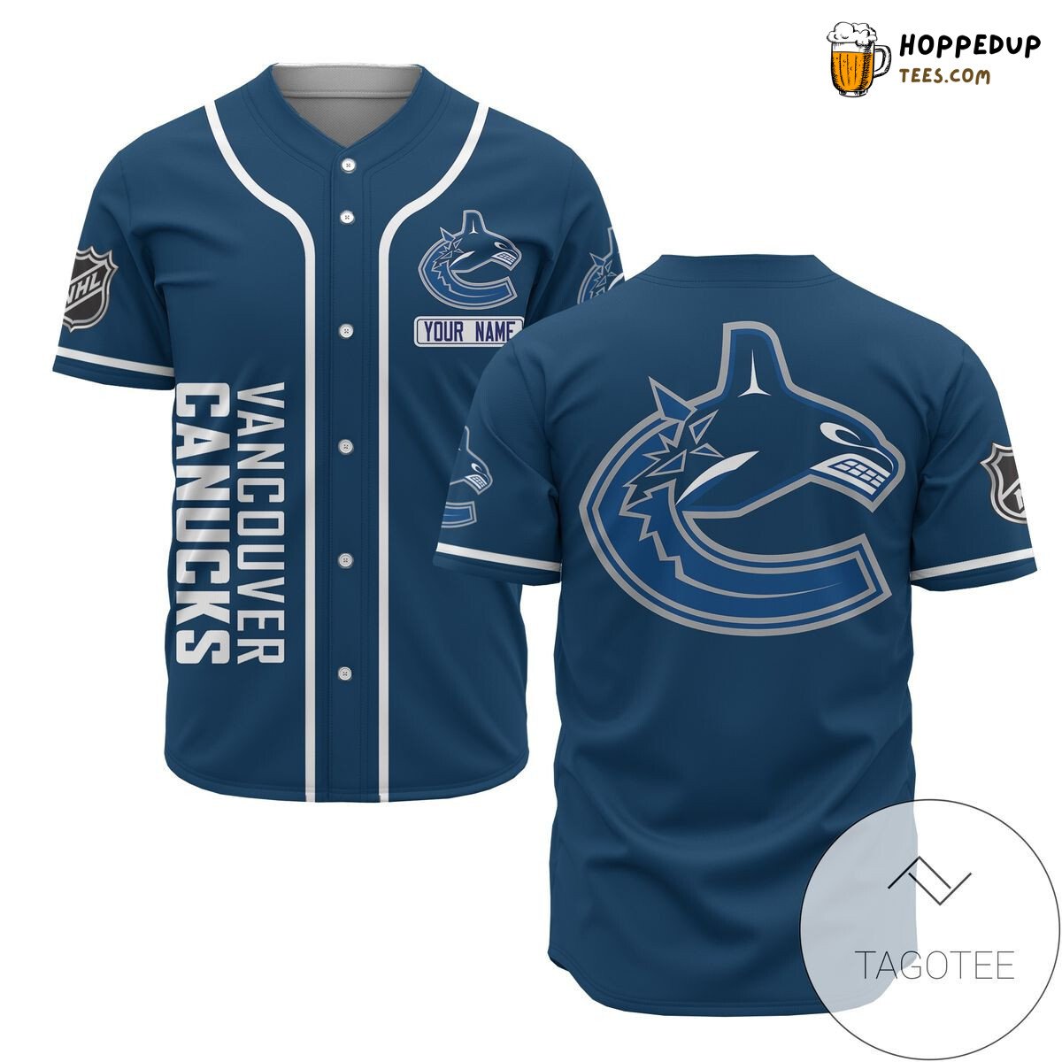 NHL Vancouver Canucks Custom Name Blue Baseball Jersey Unisex Shirt