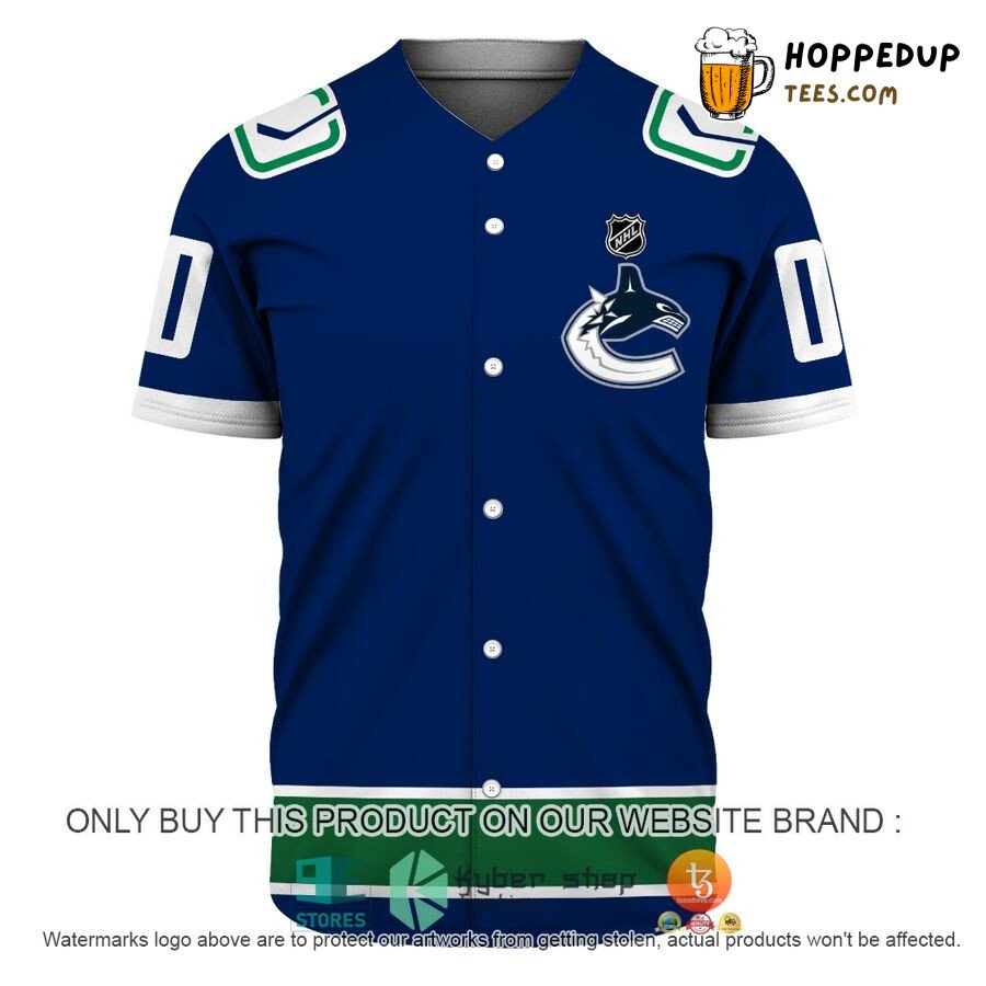 NHL Vancouver Canucks Custom Name Number Blue Baseball Jersey Unisex Shirt