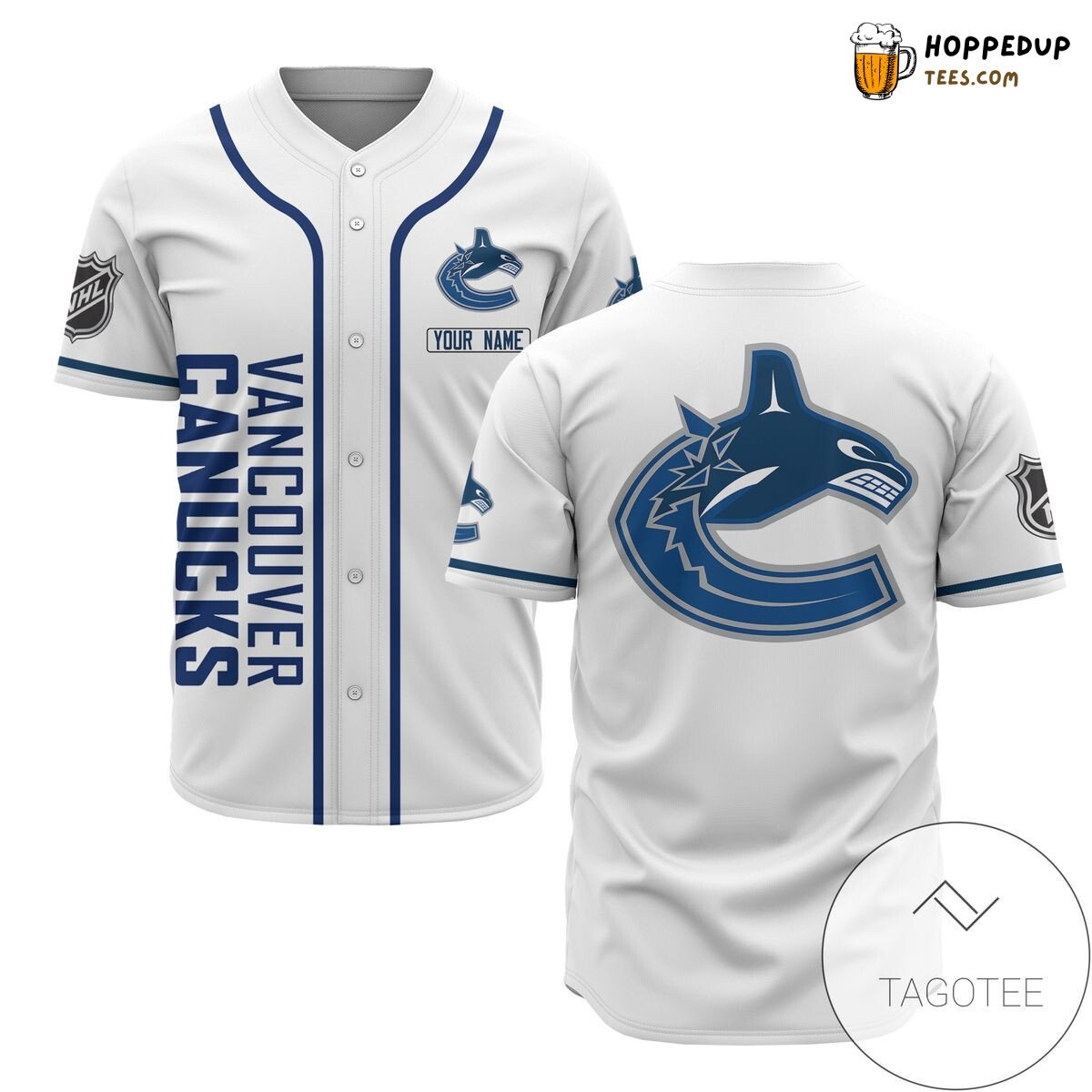 NHL Vancouver Canucks Custom Name White Baseball Jersey Unisex Shirt