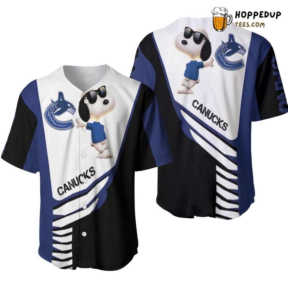 NHL Vancouver Canucks White Blue Snoopy Baseball Jersey Unisex Shirt