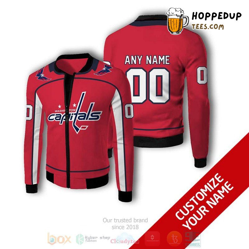 NHL Washington Capitals Custom Name Number Red Bomber Jacket