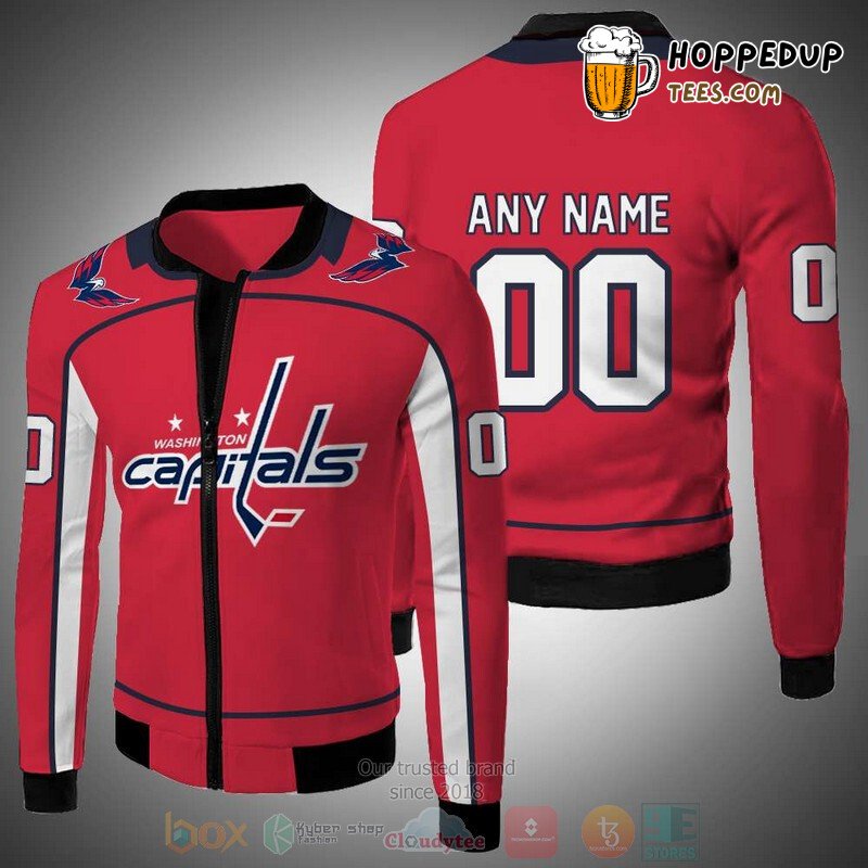 NHL Washington Capitals Custom Name Number Red Bomber Jacket