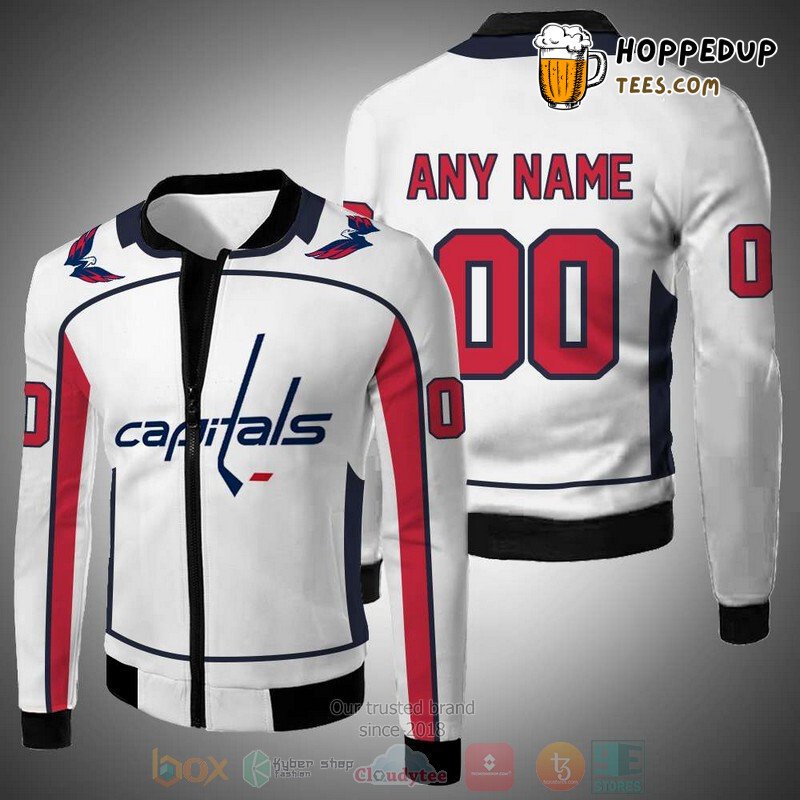NHL Washington Capitals Custom Name Number White Bomber Jacket
