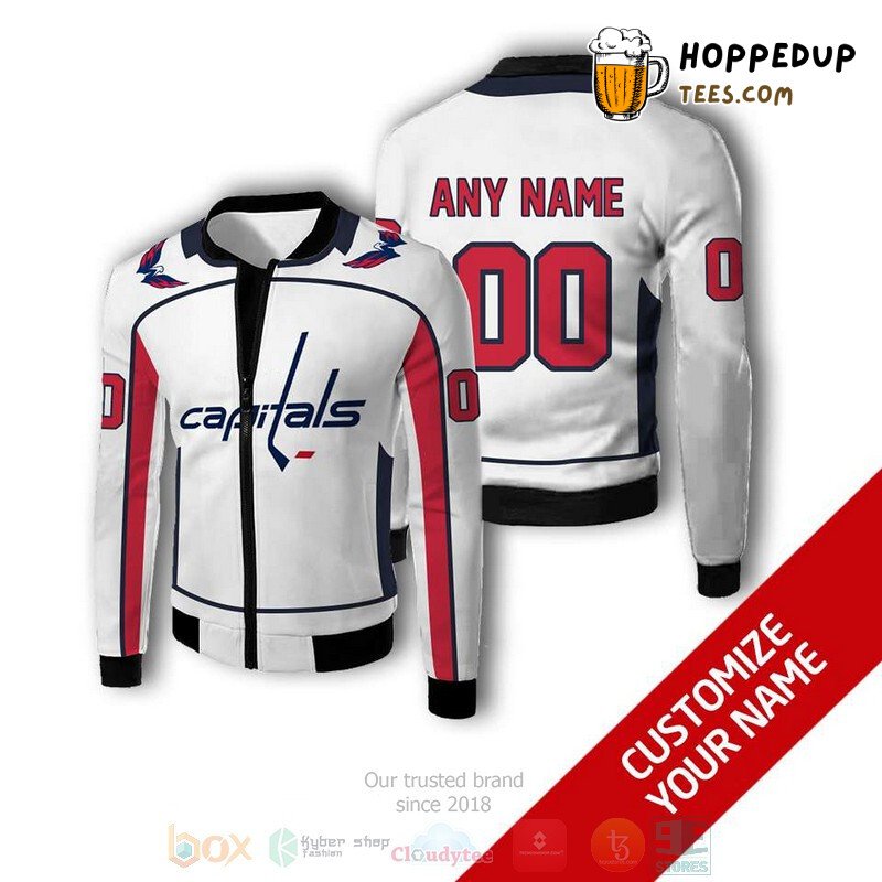 NHL Washington Capitals Custom Name Number White Bomber Jacket