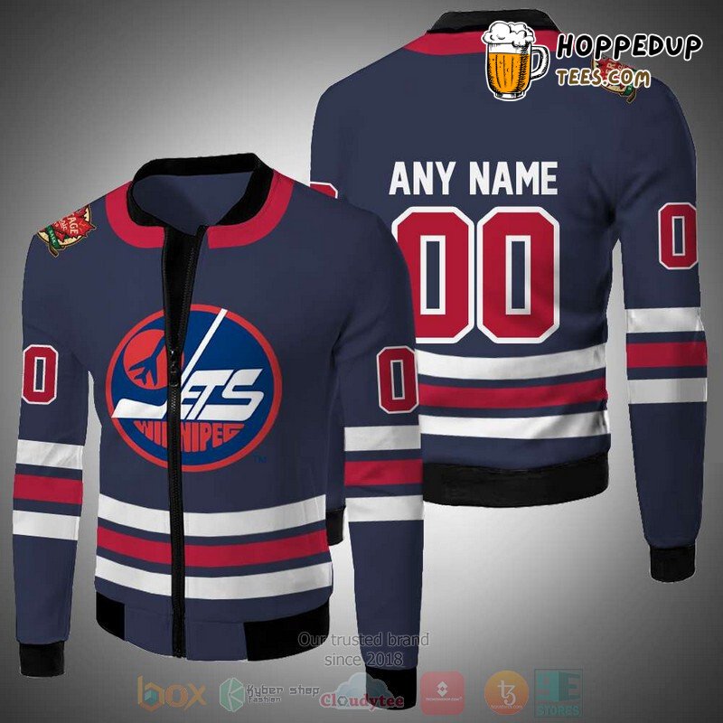 NHL Winnipeg Jets Custom Name Number Blue White Bomber Jacket