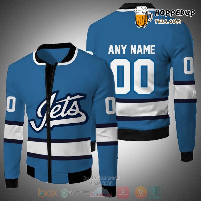 NHL Winnipeg Jets Custom Name Number Light Blue White Bomber Jacket