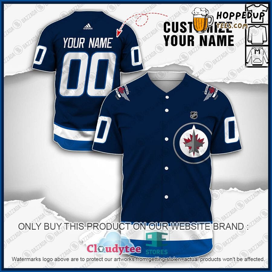 NHL Winnipeg Jets Custom Name Number Navy Blue Baseball Jersey Unisex Shirt