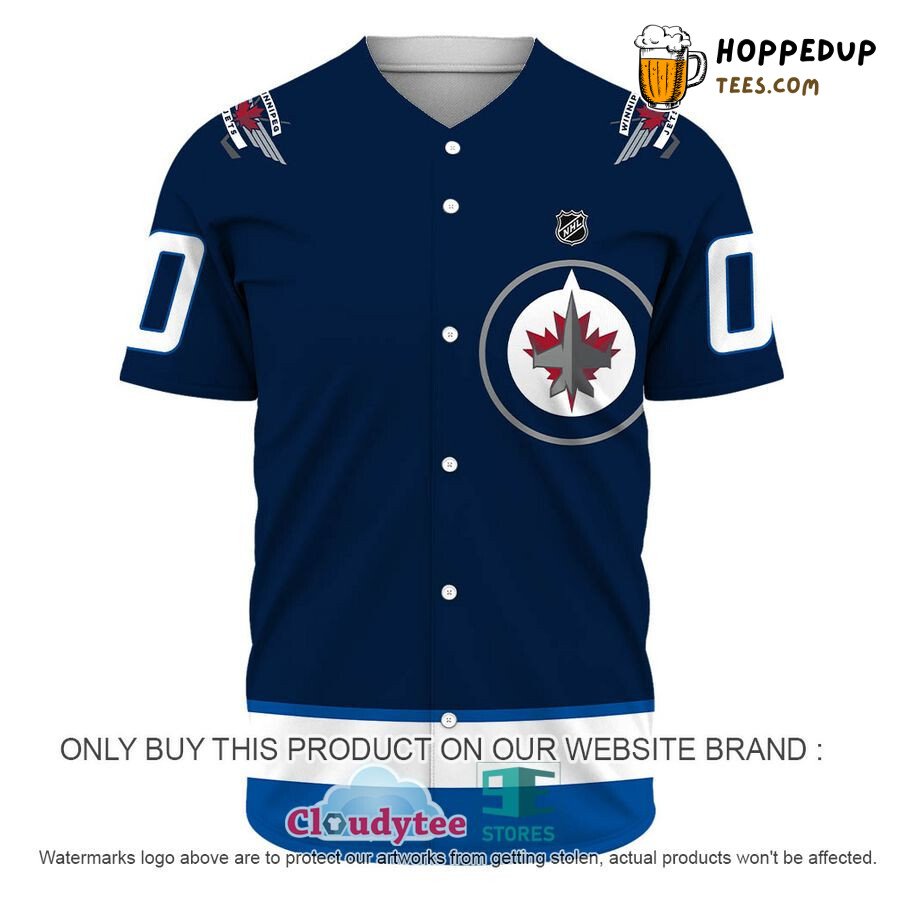 NHL Winnipeg Jets Custom Name Number Navy Blue Baseball Jersey Unisex Shirt