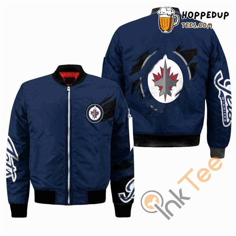 NHL Winnipeg Jets Official Navy Blue Team Bomber Jacket Edition