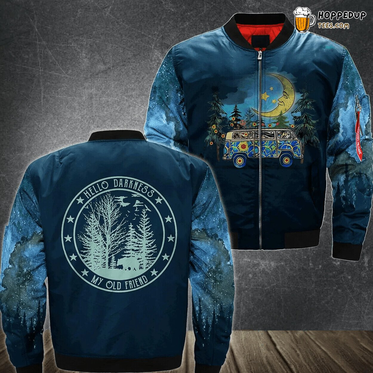 Night Car Camping Hello Darkness Old Friend 3D Printed Bomber Jacket