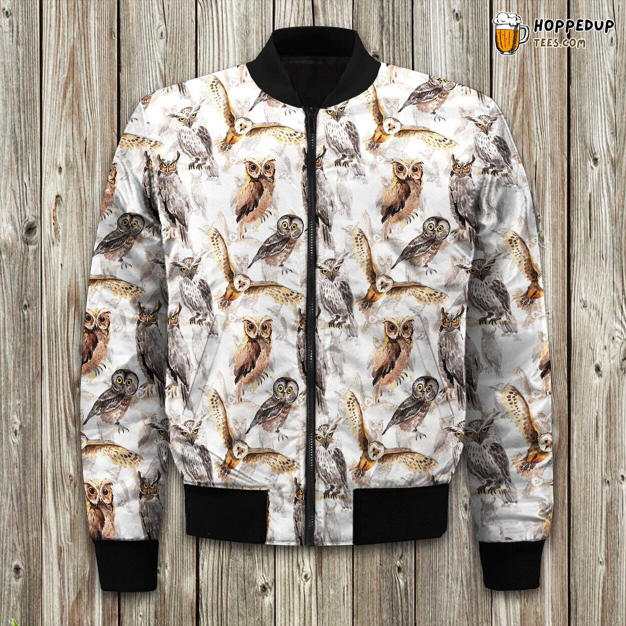 Night Owl Sky Flight Bomber Jacket Winter’s Mysterious Avian Elegance