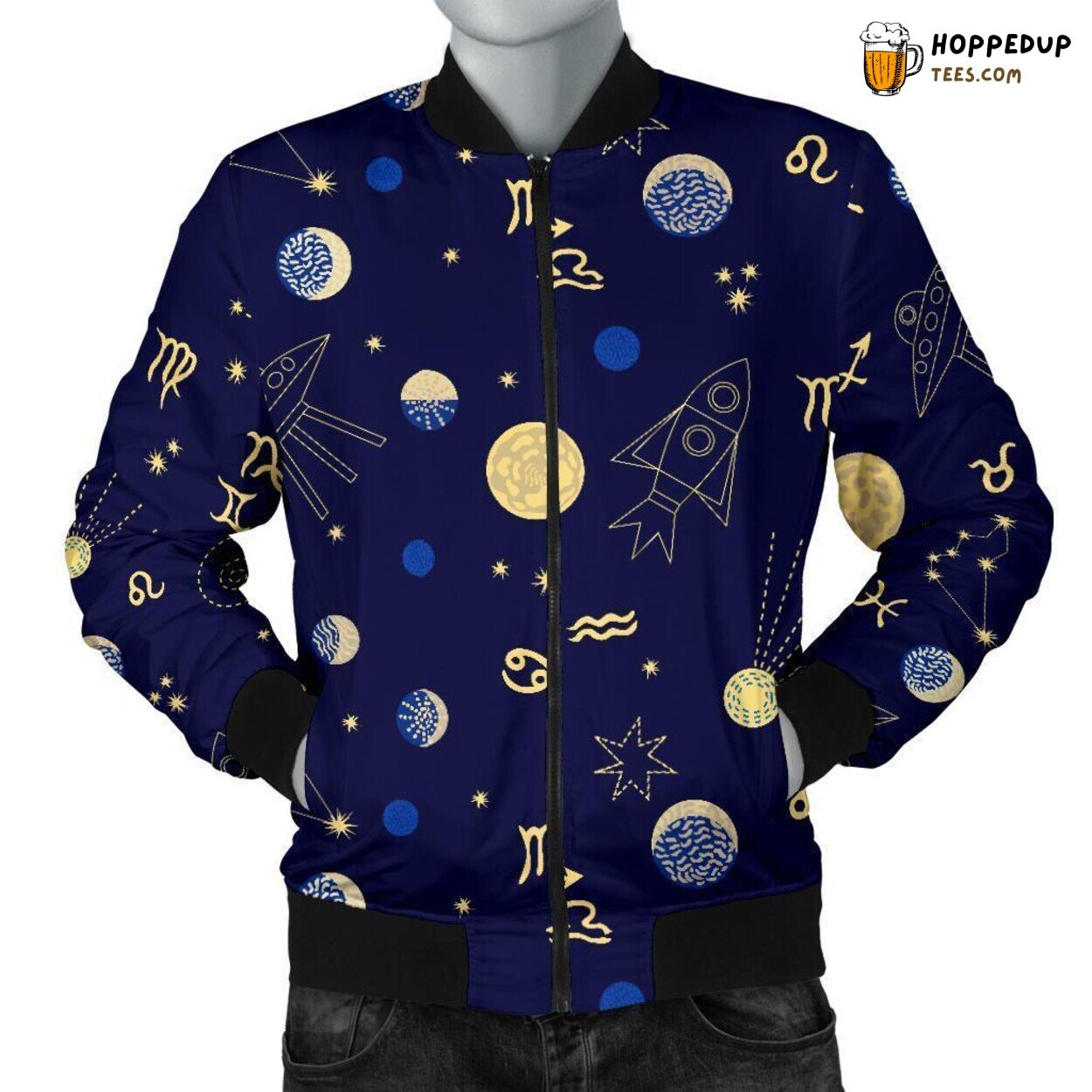 Night Sky Constellation Men’s Bomber Jacket Unique Pattern Essence Display