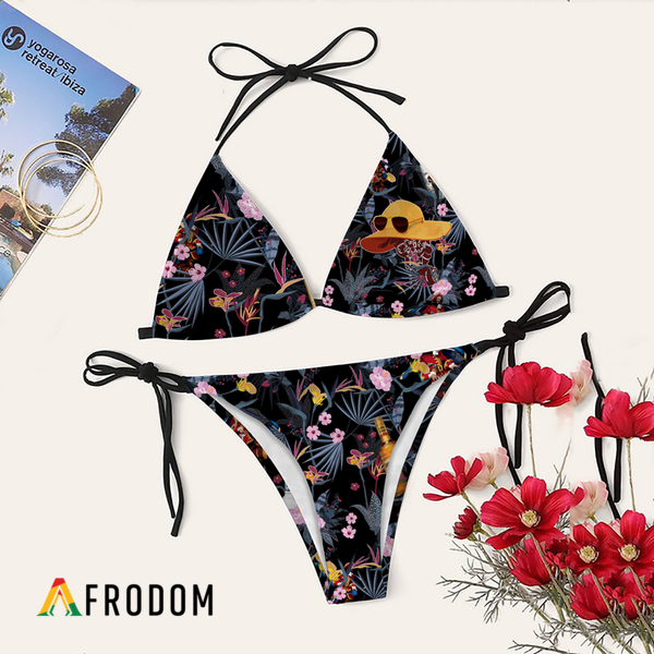 Night Tropical Captain Morgan Bikini Set Swimsuit Beach HU