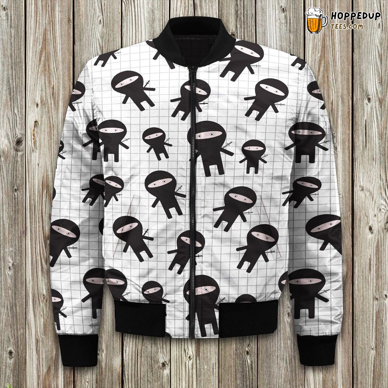 Ninja Pattern Printed Bomber Jacket