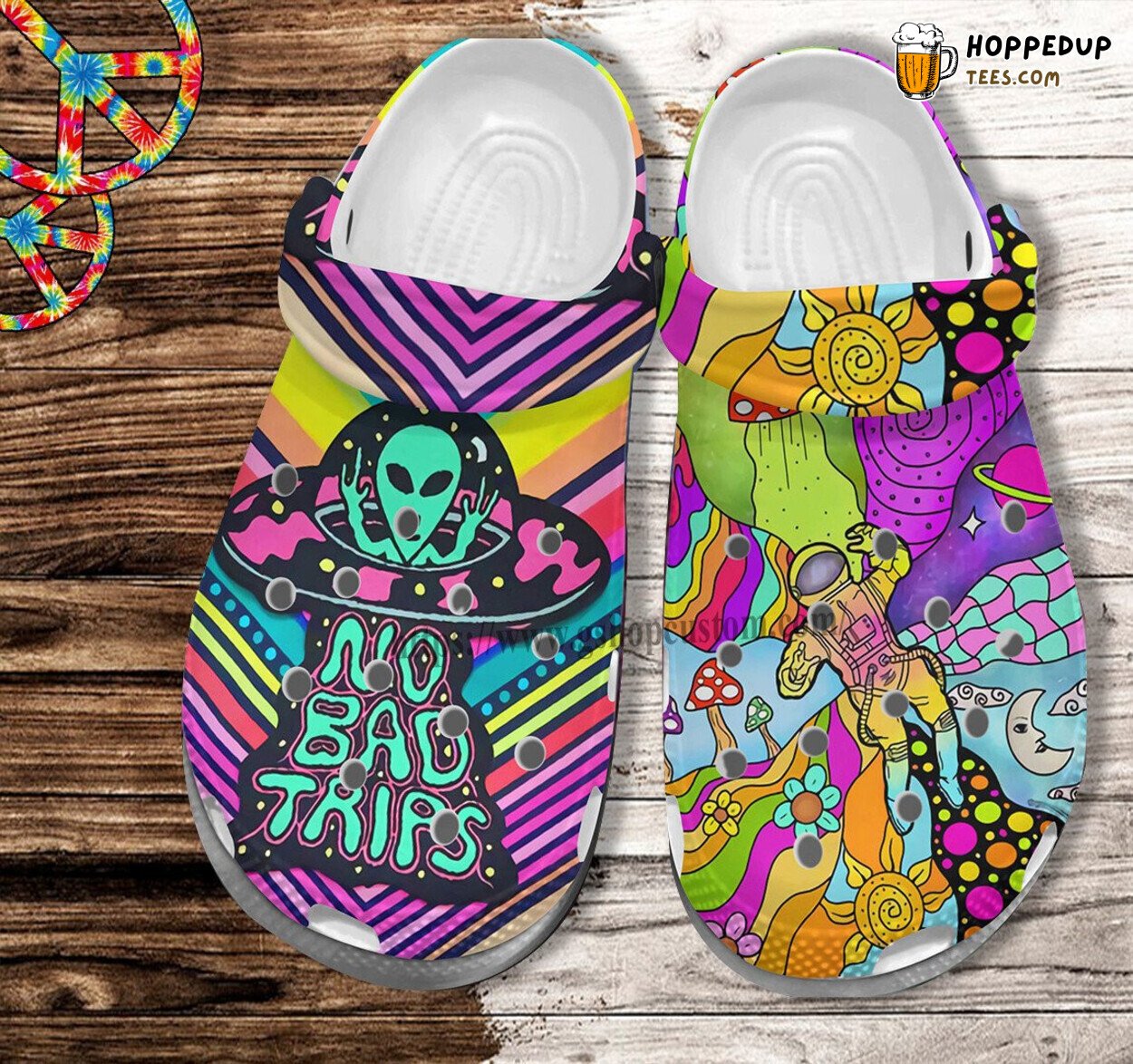 No Bad Trips Funny Weed Alien High Virtual World Clogs