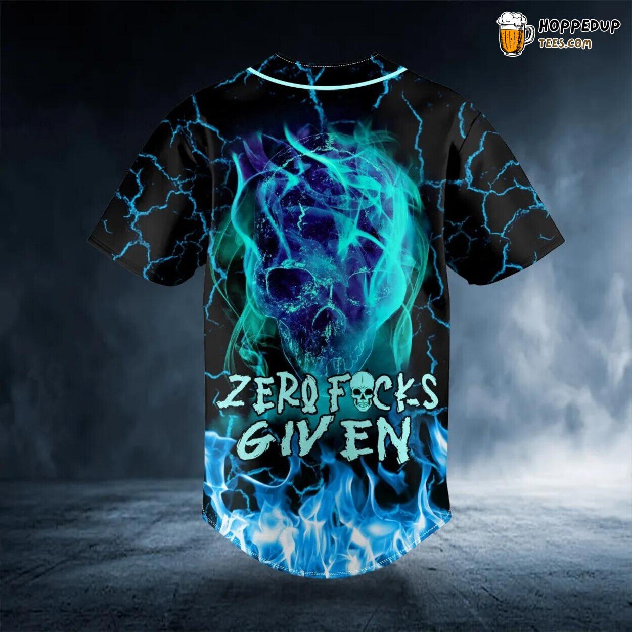 No Care Blue Lightning Ghost Skull Baseball Jersey Viking 3D Print Unique Design