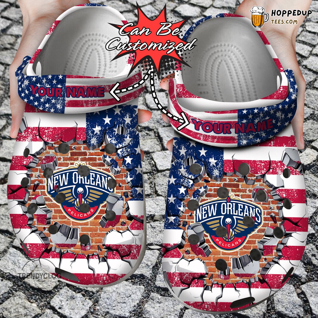 NO Pelicans Basketball American Flag Wall Art Clog Shoes