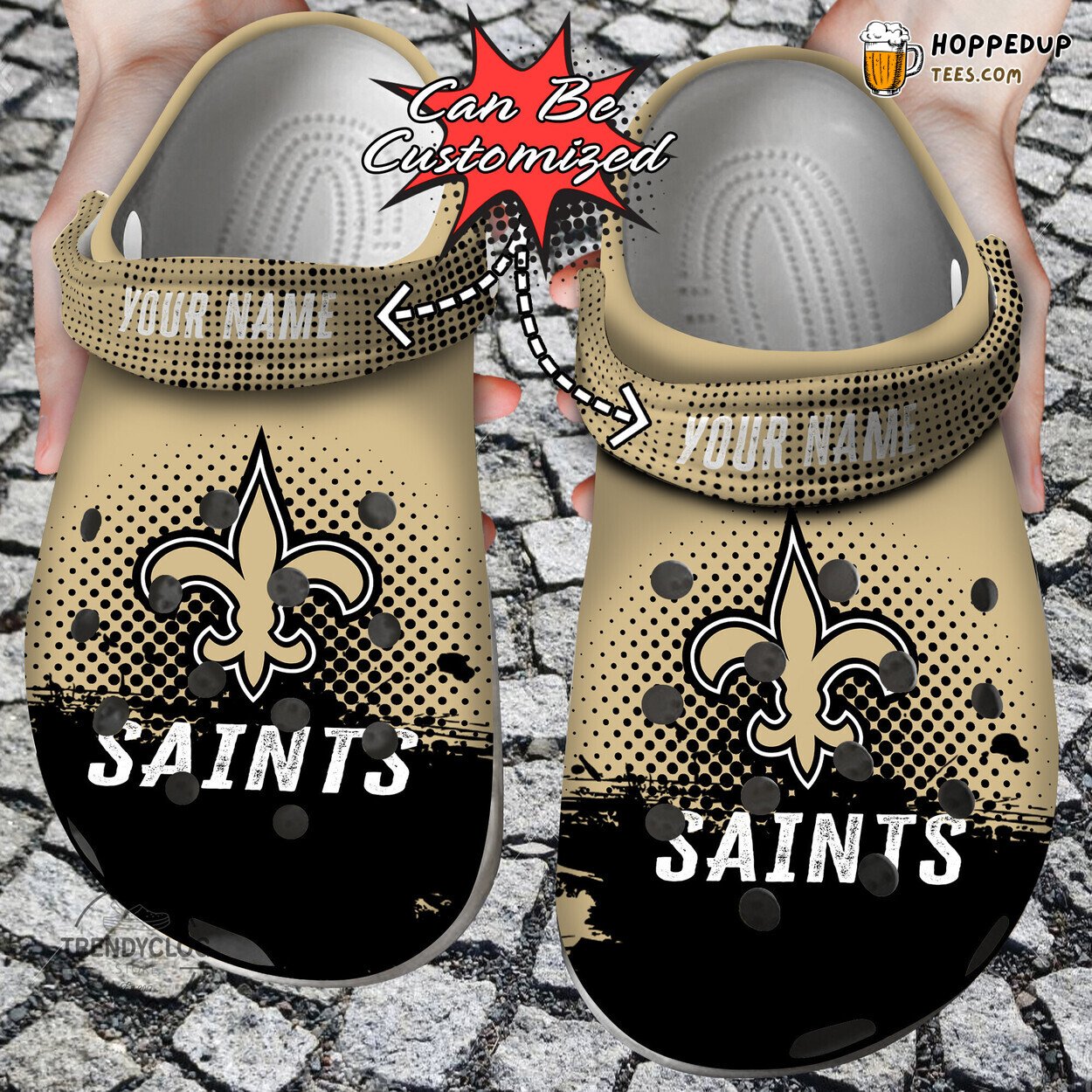 NO Saints Football Half Tone Drip Flannel Personalized Clogs
