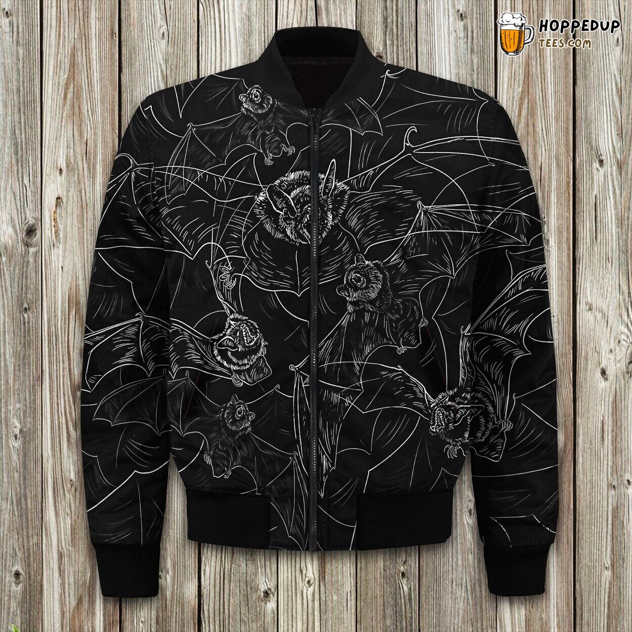 Nocturnal Bat Attack Winter Bomber Jacket Tailored Unique Elegance Craft
