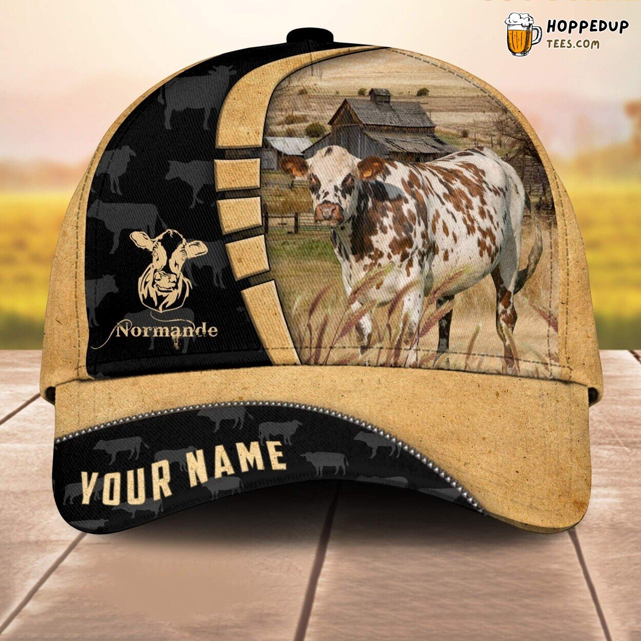 Normande Retro Custom Baseball Cap Farm Lovers 3D Print Animal Leather
