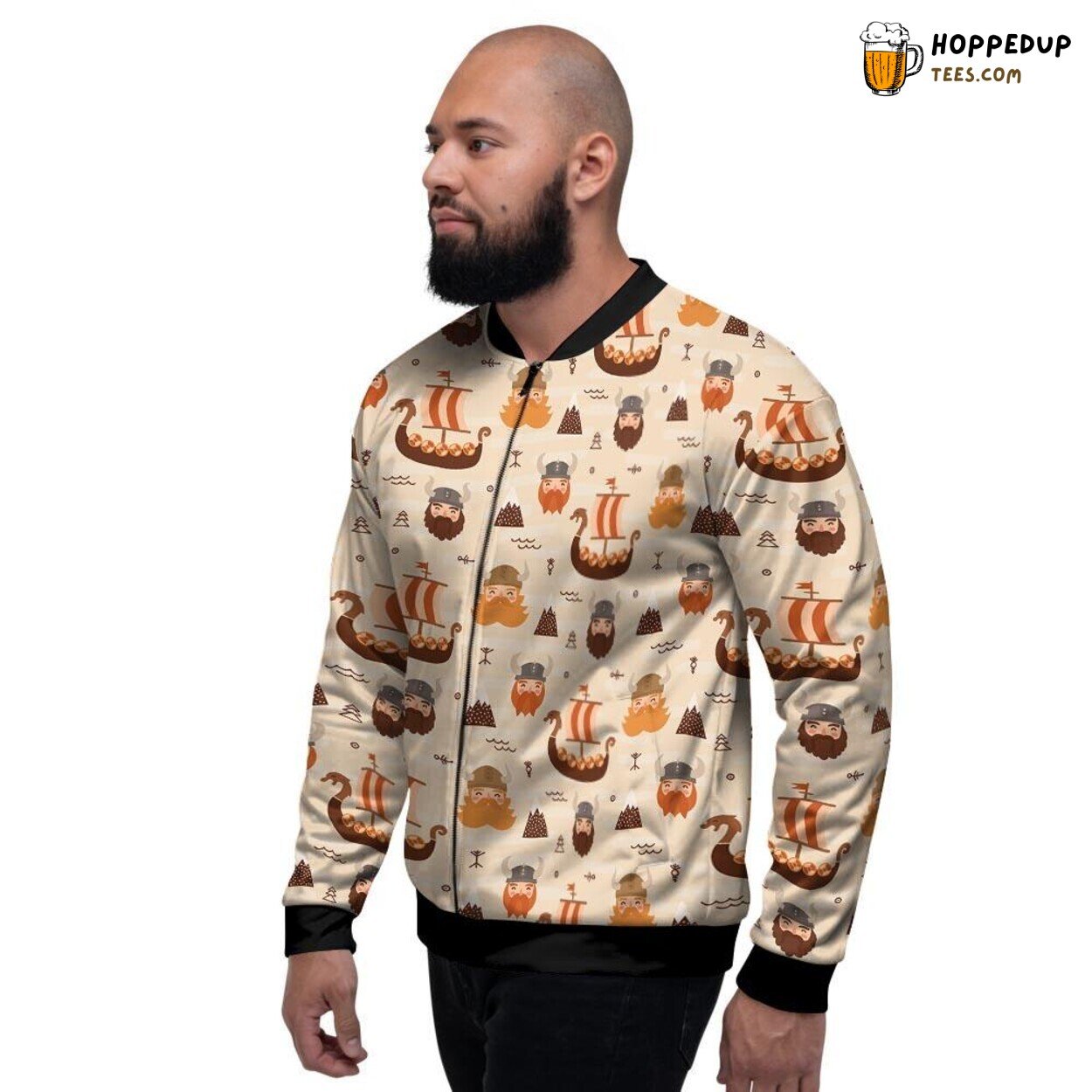Norse Cartoon Viking Display Men’s Bomber Jacket Ancient Warrior Tribute